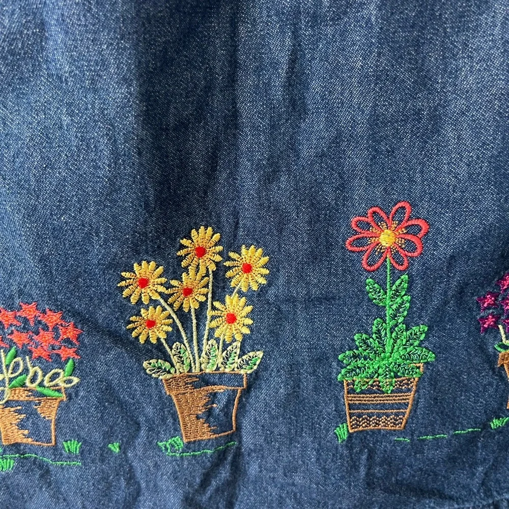 Vintage Embroidered Denim Skirt - Blue - Picture 3 of 11